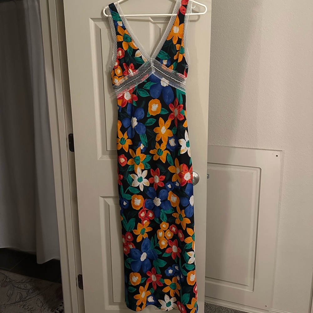 Vibrant Floral V-Neck Maxi Dress